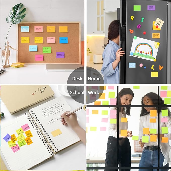 Sticky Notes 1.5x2 in, 24 Pads, Mini Self-Stick Note Pads, 8 Bright Colours, Perfect for Office, Home, School & Desk Accessories, 75 Sheets/Pads