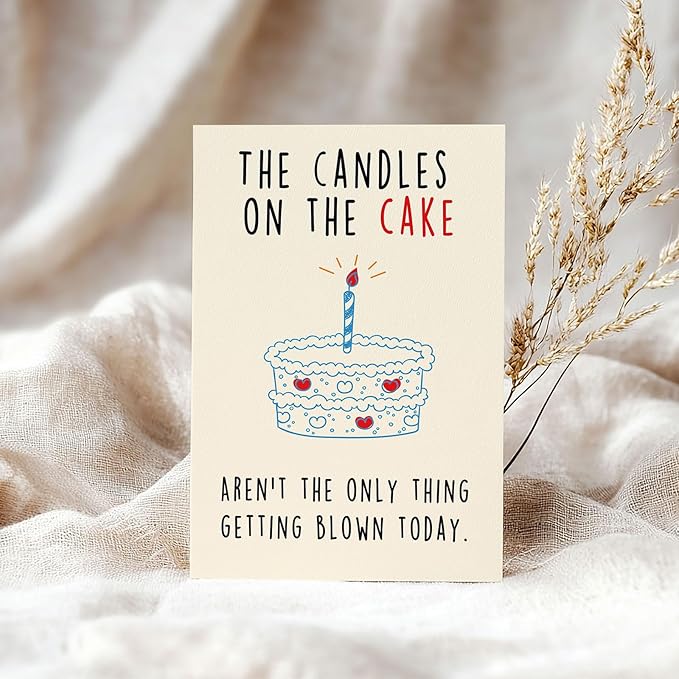 Funny Birthday Card for Him, Naughty Birthday Gift for Men, Humor Birthday Gifts Cards for Boyfriend Husband Fiance, 5x7 Inch with Envelope