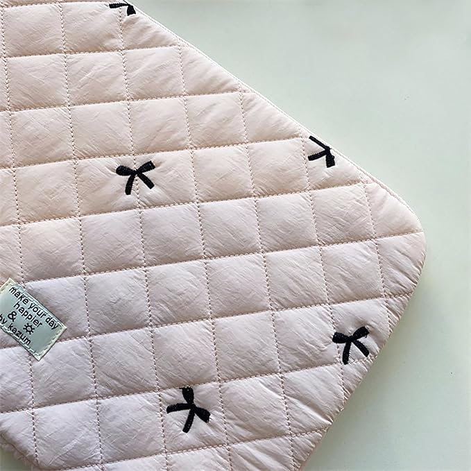 9-11 Inch Tablet Sleeve Case for iPad Pro 11 Air 4 10.2 Tab Protective Bag Cute Bowknot Quilted Puffy Laptop Pouch Carrying Case