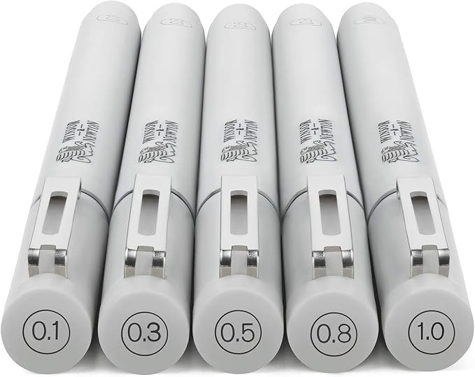 Winsor & Newton Fineliner Fine Point Pen Set, Assorted, Set of 5, Black