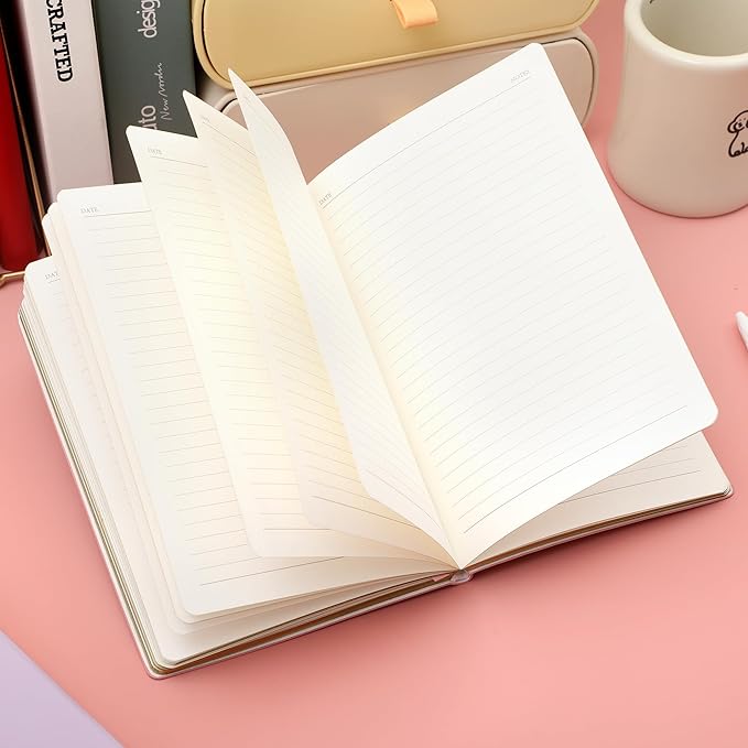 CAGIE Pink Journal for Women 256 Pages Cute Diary with Heart-Shaped Leather Journals for Writing A5 Soft Cover Journaling Notebooks for Work School (03 Pink, A5)