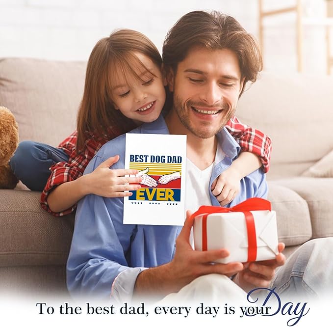 FaCraft Funny Fathers Day Card for Best Dog Dad Ever, 4 x 6, Happy Fathers Day Card with Envelope from Daughter Son Wife