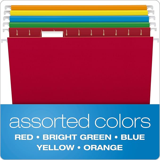 Pendaflex Recycled Hanging Folders Legal and Letter Size, Assorted Colors, 25 Per Box (81632, 81663)