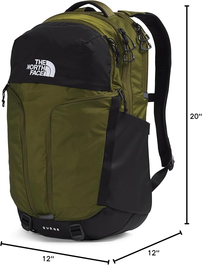 THE NORTH FACE Surge Commuter Laptop Backpack, Forest Olive/TNF Black, One Size