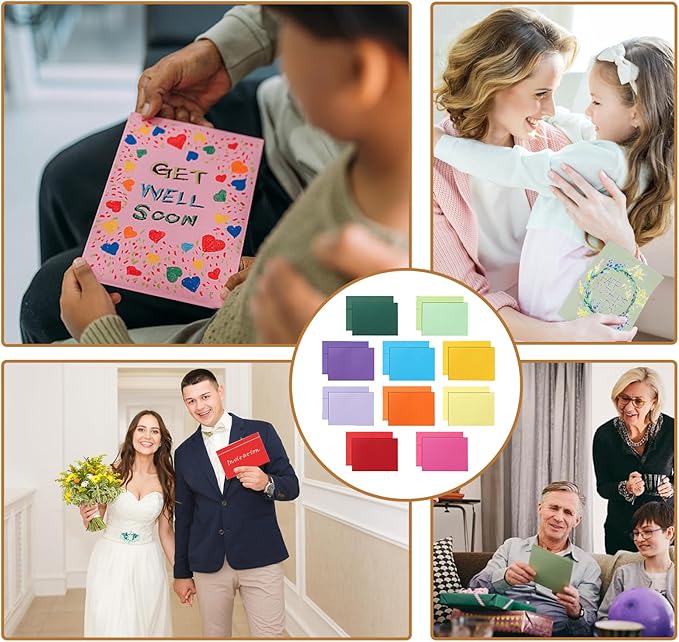 10 Assorted Colors Blank Flat Cards and Envelopes 5 x 7 Heavyweight Single Panel Cardstock and A7 Envelopes Printable Self Seal 20 Packs for Wedding Invitations, Birthday, DIY Greeting Cards