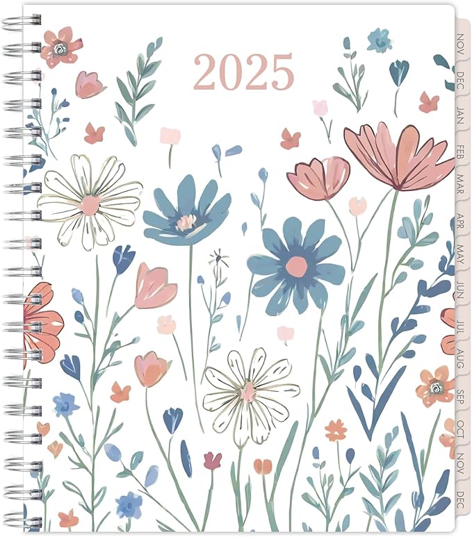 Essential PRO 2025 Daily, Weekly & Monthly Planner, 7"x9": 14 Months (Nov 2024 - Dec 2025) Monthly Tabs,Daily Tracking,Notes Pages,Storage Pocket,Bookmark w Sticky Notes (Colorful Botanicals)