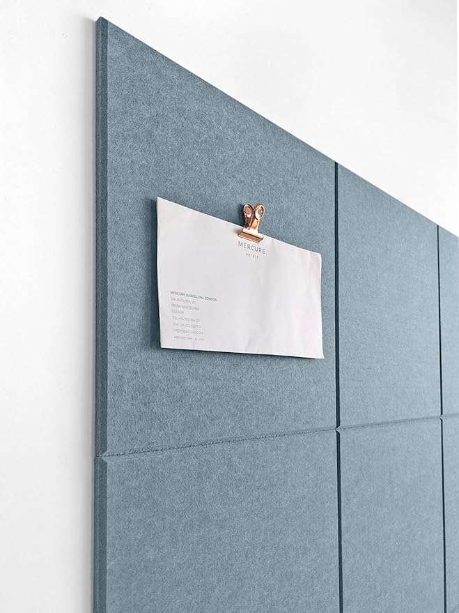 Large Cork Board Alternative - 47"x35" 12 Pack Felt Wall Tiles with Safe Removable Adhesive Tabs, Cork Wall Tiles Cork Board for Home Office Pin Board Tack Board 48 x 36 - Gray Blue