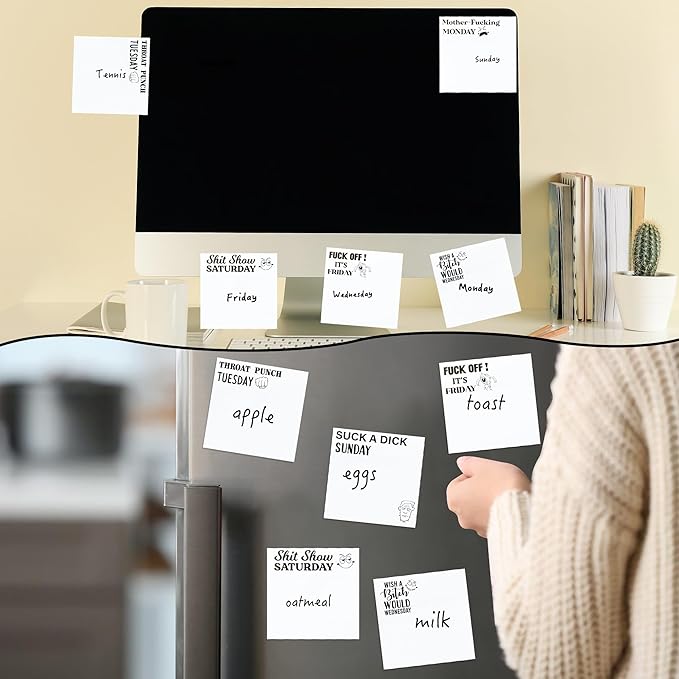 21 Pack Funny Daily Sticky Notes - Swear Word Sarcastic Sayings Self Sticky Notepads Humorous Describing Mentality Writing Memo Pads Page Marker for Adults Coworker Gift Office Supplies