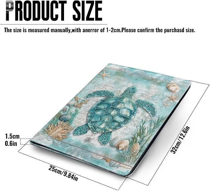 Cozeyat Sea Turtle Padfolio with Clipboard for Women Folders for School Aesthetic Portfolio Binder Organizer, A4 Business Interview Resume Folder