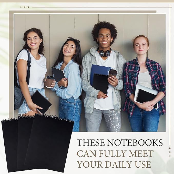 10 Pcs Legal Pads 3 Hole Punched Top Bound Spiral Notebook Tear Line for Easy Removal 8.5 x 11 in Hard Cardboard Paper College Ruled Notepad Spiral Note Pad for Office School (White)