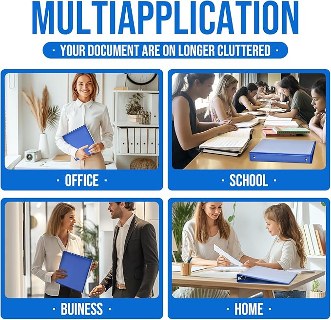 3 Ring Binder 1 Inch, IntoJoy 6 Pack Clear View 3 Hole Binder PVC-Free Fits 8.5x11 Inch Paper Flexible Round Ring Binders for School Office Home Binder Supplies (Multicolored)