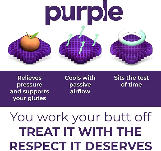 Purple Royal Seat Cushion - Seat Cushion for The Car Or Office Chair - Temperature Neutral Grid