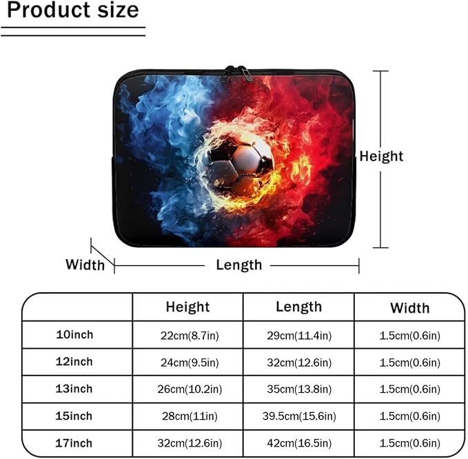 Football Laptop Sleeve for Men Boys 17 inch Lap Top Case Slightly Laptop Pouch with Humanize Design Computer Carrying Case Easy to Clean Laptop Accessories Water and Flame Tablet Bag