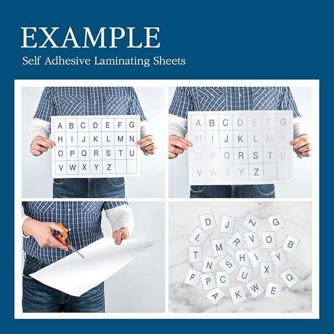 Self Stick Laminating Sheets 8.5 x 11 Inches, 4mil, Pack of 50, No Heat, No Machine, Peel and Stick Laminating Sheets, Self Adhesive Contact Paper, Self Sealing Clear Vinyl Stickers by VIOLLETO