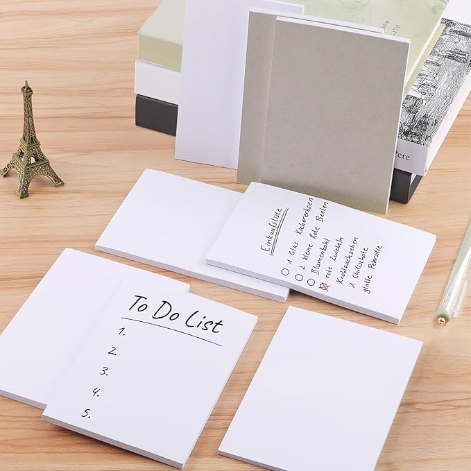 Note Pads 3x5 In, 8 Pack Blank Notepad, White Scratch Pads for Writing, 50 Sheets Per Memo Pad for Jotting Down Quick Notes, Pads of Paper for Grocery and Shopping Lists, Small Server Notebook