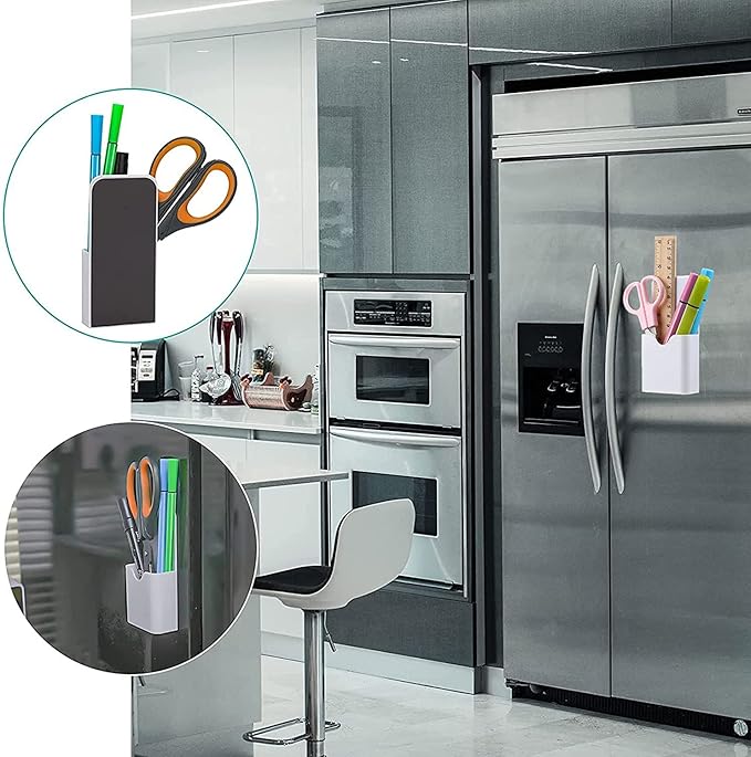 Magnetic Marker Holder Pen Holder for Whiteboard or Fridge Magnet Pencil Cup Storage Organizer for Classroom Office Home Locker and Metal Cabinets Media Organizer Storage 2Pack(Blue)