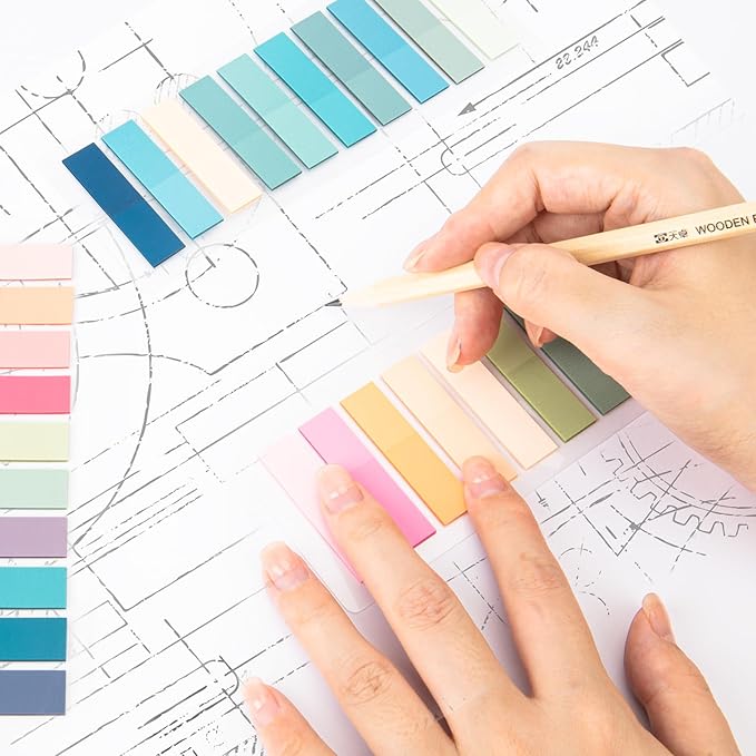 ZTML MS 1400 Pieces Tabs, Morandi Sticky Tabs, Page Markers, Page Tabs for Binders, Colored Book Tabs for Annotating Books, Reading Notes and Classify Files, 26 Sets Book Sticky Tabs for Notebooks