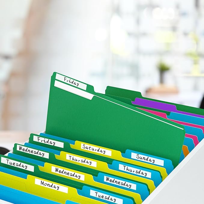 File Folder, PANDRI 170 Pack Colored File Folder, 1/3 Cut Tabs, Letter Size, Assorted 6 Colors Filing Folder for Office School Business