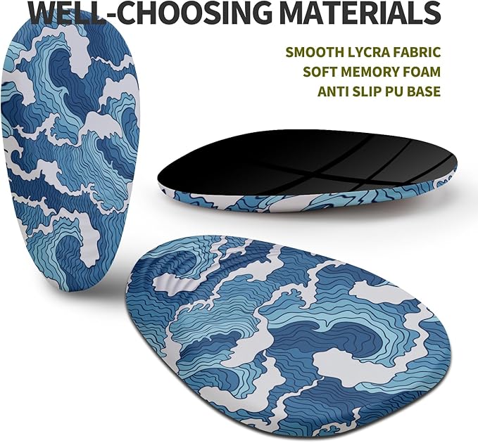 Hokafenle Ergonomic Mouse Pad Wrist Support, Terraced Slope Carpal Tunnel Wrist Pad for Mouse with Unibody Memory Foam, Wrist Rest Pain Relief Mousepad (Abstract Waves, 11.8x7.9 in)