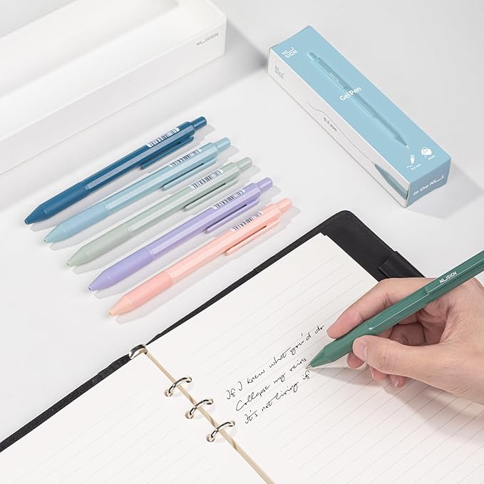 NUSIGN Gel Pens, 6 Pcs 0.5mm Black Ink Pens Fine Point Smooth Writing Pens, High-End Pens for Journaling Note Taking, Cute Office School Supplies Gifts for Adults