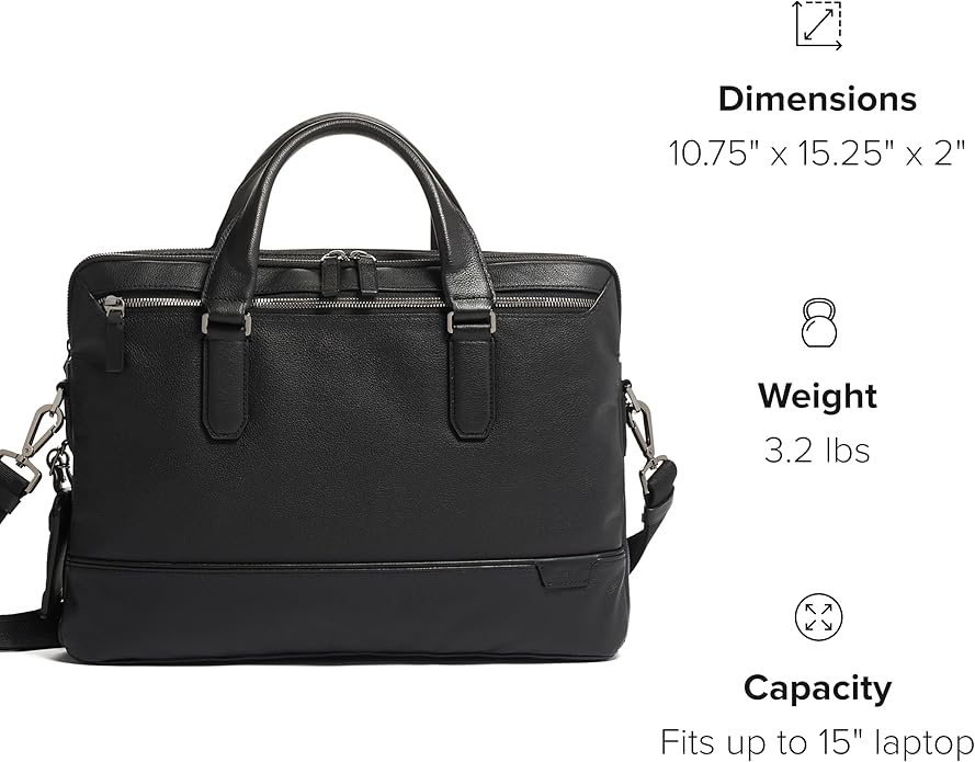 TUMI Harrison Sycamore Slim Brief - 14-Inch Laptop Briefcase - Professional Business Briefcase with Removable Shoulder Strap