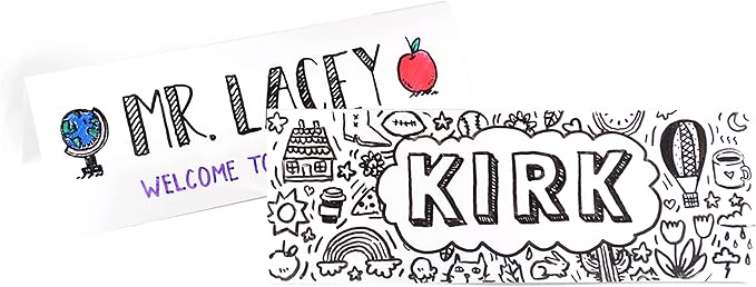 Dry Erase Name Tent Table Cards 8.5" x 3" (30 Pack) Reusable Name Cards, Classroom Name Tags, Wedding Guest Name Tents