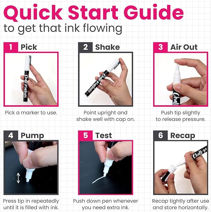 Chalkola White Chalk Markers for Blackboard, Chalkboard Sign, Window, Bistro, Car, Glass (5 Pack 6mm) - Liquid Chalkboard Markers Erasable - Paint Chalk Pens Washable Ink Reversible Tip