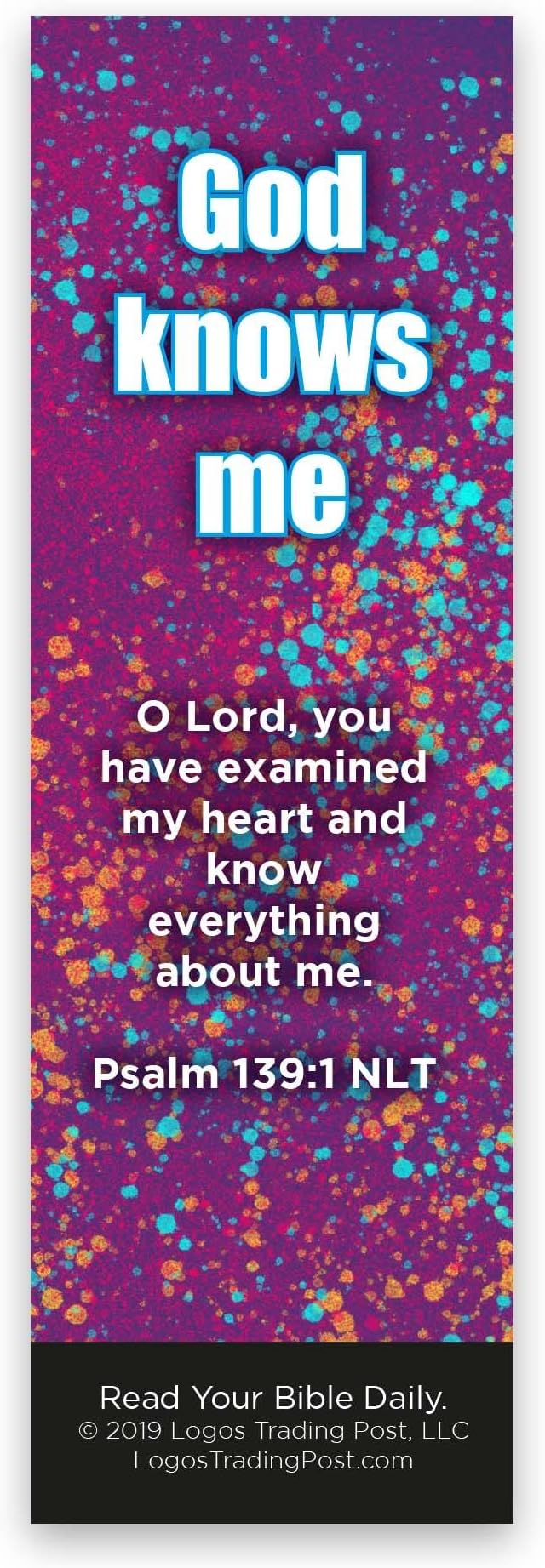 Children and Youth Bookmark, God Knows Me, Psalm 139:1, Pack of 25, Handouts for Classroom, Sunday School, and Bible Study