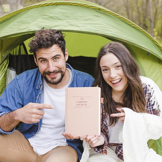 Camping Essentials: Camping Journal and RV Travel Log Book - A5 Adventure Book for Memories, Travel Journal for Men and Women, Family RV Travel Camping Logbook Accessories - Pink