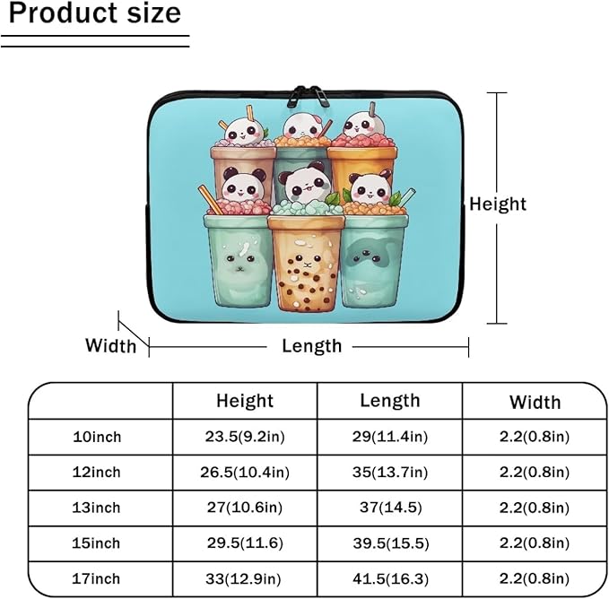 Cute Panda Laptop Sleeve for Women Girls 12 inch Laptop Protector with Versatile Uses Computer Sleeve Neoprene Lap Top Case Ideal Gifts for Daily Use School Travel Tablet Bag Blue