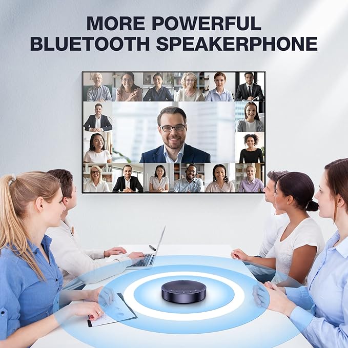EMEET Bluetooth Speakerphone M3, Zoom Certified 4 AI Mics 360°Voice Pickup 18H Talk Time Conference Speaker and Microphone, USB/Bluetooth Conference Speaker w/Daisy Chain for 20 People for Zoom Teams