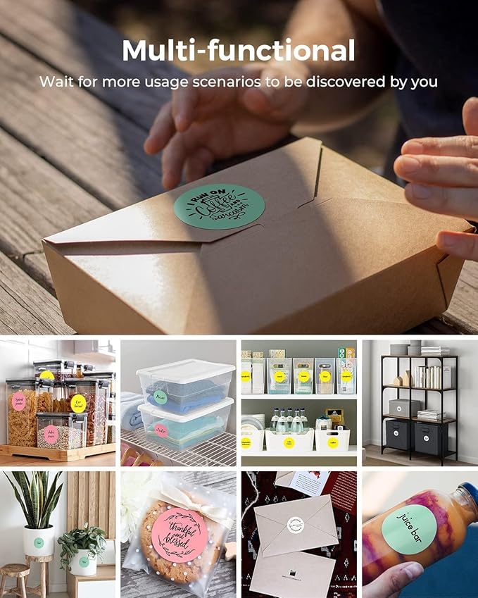 MUNBYN 2 Inch Circle Color Thermal Sticker Labels, Self-Adhesive Round Direct Thermal Labels, Multi-Purpose Roll Thermal Stickers for Business-4500 Labels/6 Rolls, 6 Colors