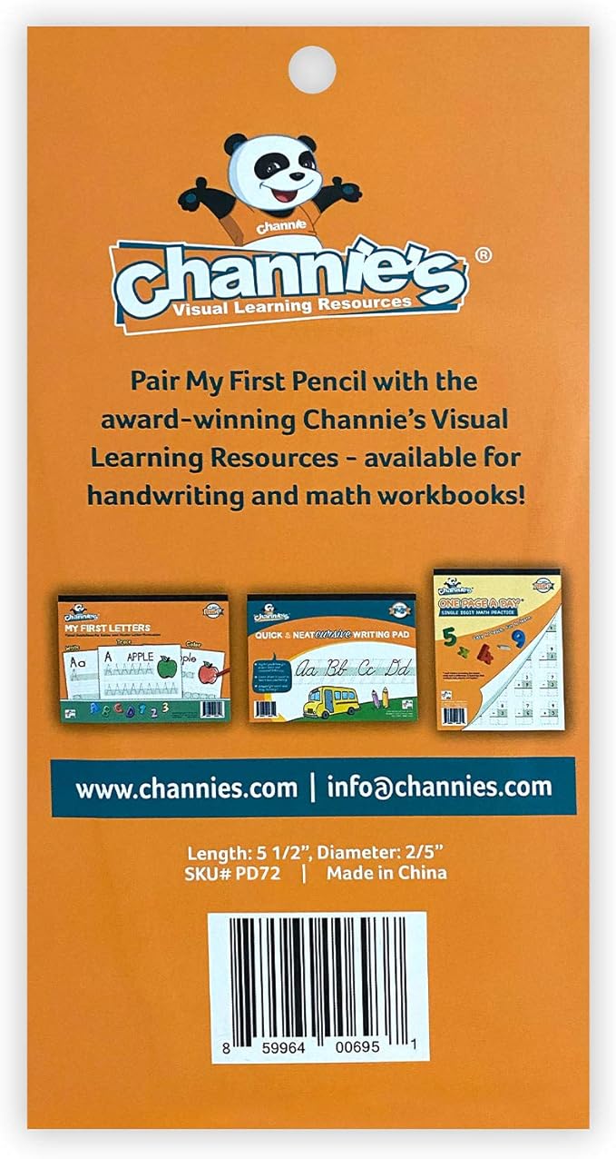 Channie's My First Pencil, Easy-to-Hold Jumbo Pencils for Preschoolers, Kindergarteners & 1st Graders, Brown Wooden 2B Fat Pencils for Kids Ages 3-7, 2 Pack (5 Each) + Sharpener