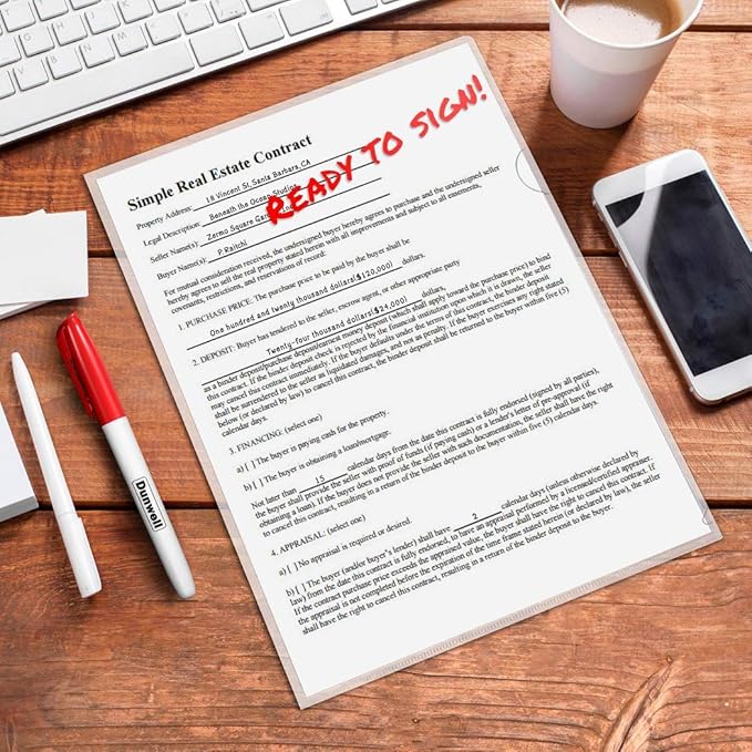 Dunwell Clear Plastic File Folder Sleeves, 6 Pack, 8.5x11 Letter Size, Acid-Free Poly Plastic