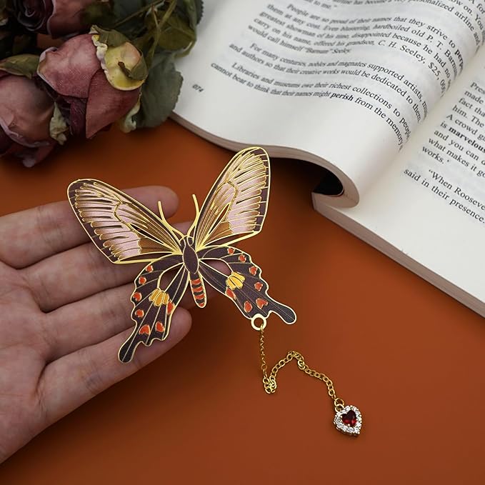 Butterfly Bookmarks for Women,Metal Bookmark,Unique Gifts Book Markers for Women Book Lovers,Teacher Appreciation Gifts,Valentine Mother's Day Christmas New Year Birthday Gift (04-Love)