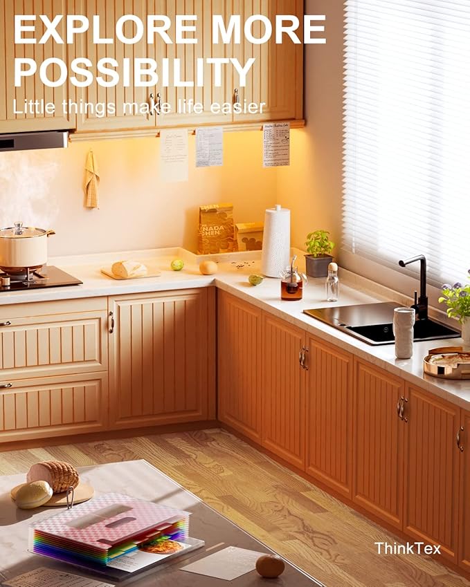 ThinkTex Accordian File Organizer, 12 Pockets Expanding File Folders, Portable Monthly Bill Receipt Organizer, Colorful Tabs, Letter/A4 Size - Pink