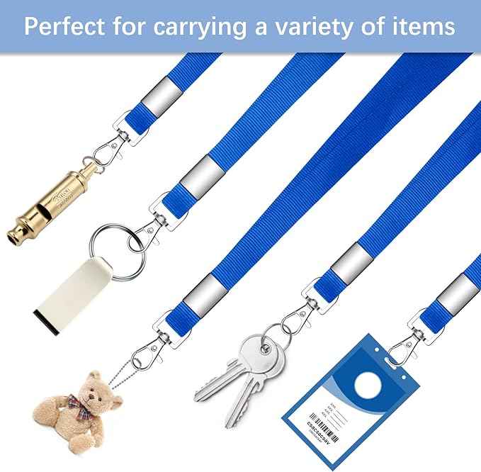 7 PCS Blue Lanyards for ID Badges, Keys, Cruise Ship Cards, Keychain, Soft Nylon Neck Lanyard with Clip, Badge Lanyard for Teacher, Kids, Men, Women