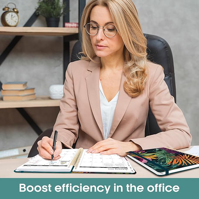 2026 Planner, Aesthetic Weekly and Monthly Planner for Women, Jan 2026 to Dec 2026, Hardcover 2026 Calendar Book with Monthly Tabs, Inner Pocket, Perfect for Office Home School - A5 (6.3" x 8.5"), Tropical Palms