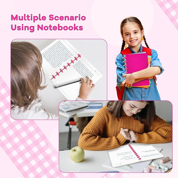 Discbound Notebook, 8-Disc Disbound Planner with Removable Pages, 180 Pages Spiral Notebook, Poly Cover Discbound Planner for Work, Travel, Note Taking(With Index Sticker),Rose Red,A5