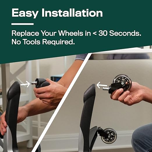 The Original Roller Blade Office Chair Wheels (As Seen On PBS) - Only Compatible with IKEA Brand Chairs