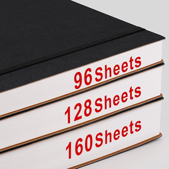 AHGXG Bullet Dotted Journal - 320 Pages Dot Grid Notebook B5 Large Journal, 100gsm Thick Dotted Paper, Leather Softcover, with Journal Stencils, Inner Pocket, 7.6'' X 10'' - Black