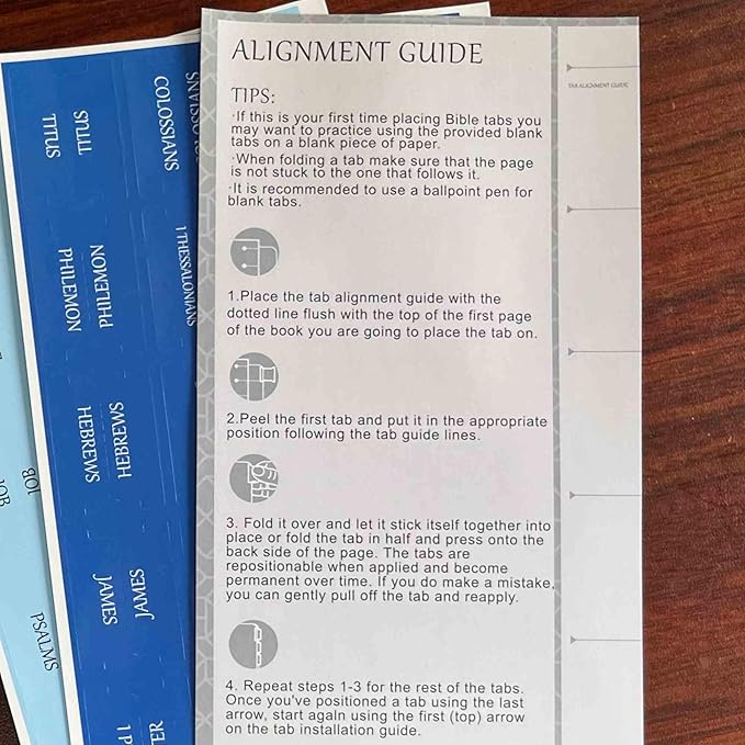 Thinkor Reposition Bible Tabs, Large Print Lanimated Stickers, Easy to Read and Apply Bible Tabs for Women and Man (Four Blue)