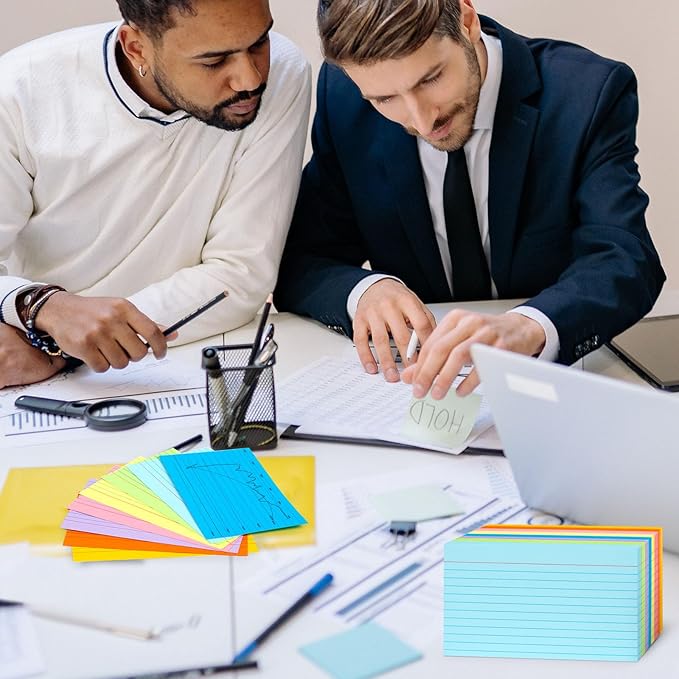 Koogel Index Cards 3 x 5 Inch, 272 Count, Ruled on both Sides, 8 Assorted Colors, Note Cards for Studying School Supplies College Office