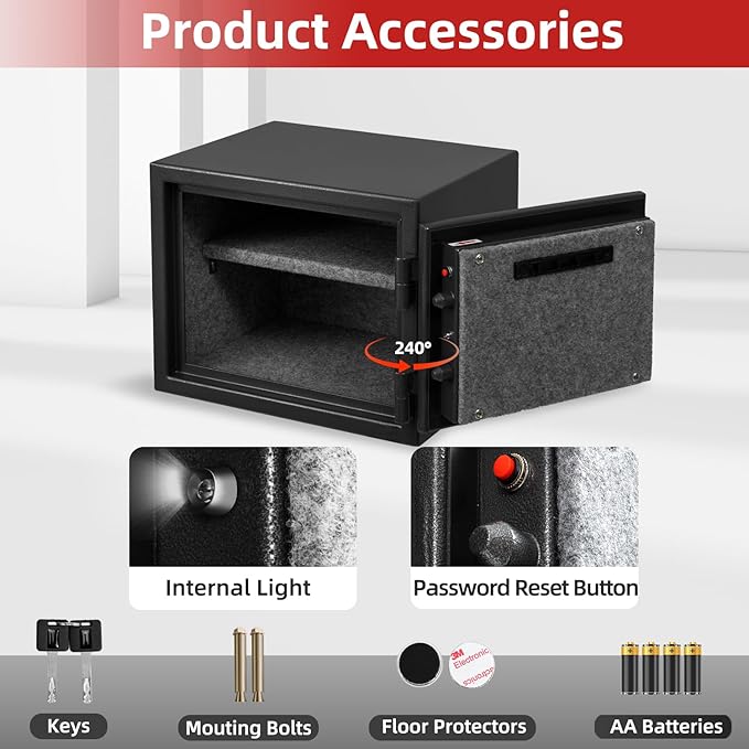 1.2 Cubic Feet Fireproof Safe Box, Fireproof Home Safe for Money, Jewelry, Documents and Valuables W/Digital Keypad,Alarm System,Removable Shelf Safe, Home and Office Use Fireproof Document Box