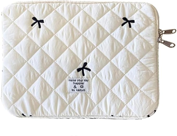 9-11 Inch Tablet Sleeve Case for iPad Pro 11 Air 4 10.2 Tab Protective Bag Cute Bowknot Quilted Puffy Laptop Pouch Carrying Case