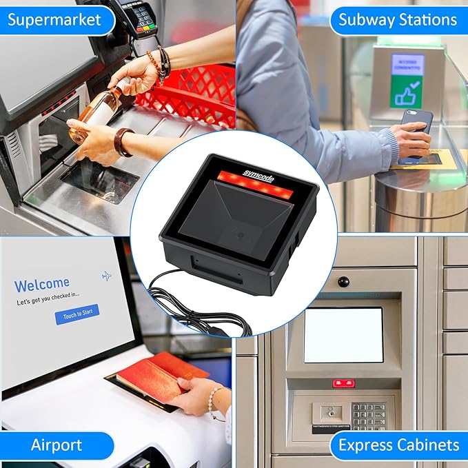 2D Embedded Barcode Scanner, Symcode 1D 2D QR Code Scanner with Auto Sensing Cell Phone Computer Screen Scan for Access Control,Locker Scan Code Payment etc
