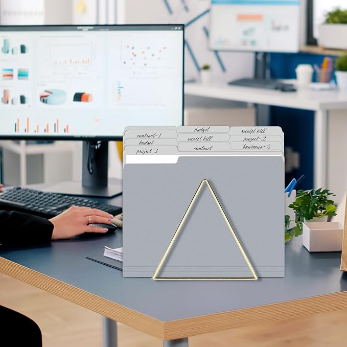 SUNEE File Folders Letter Size Gray, 100 Pack Manilla Folders 8.5 x 11 1/3-Cut Tabs, Colored File Folders Office Home School for Documents Files Paper