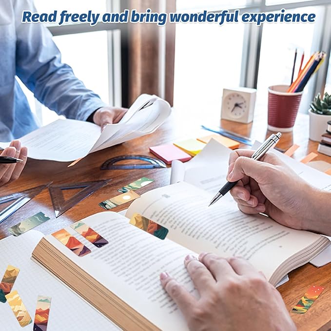 48 Pieces Magnetic Bookmarks Magnet Page Markers - Book Marks for Reading Women & Men with Storage Boxes - Cute Magnet Bookmark Clips for Reading Pleasure(Landscape)