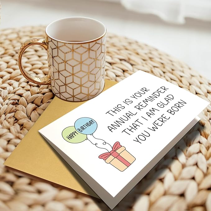 Chenive Funny Birthday Card for Sister Brother, Humorous Birthday Card for Friend, Happy Birthday Card for Him Her, This Is Your Annual Reminder Card