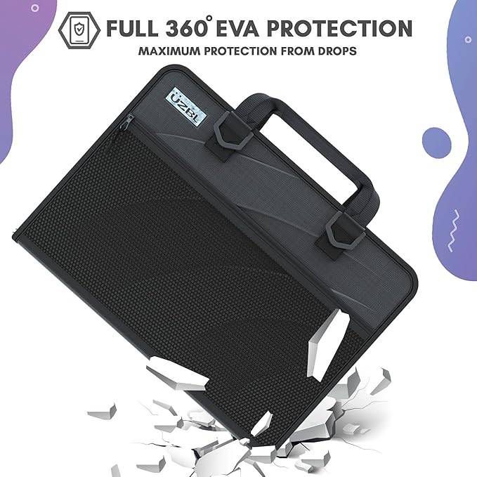 13-14 Inch Protective Always-on Chromebook Hard Case with Accessory Pouch and Adjustable Shoulder Strap